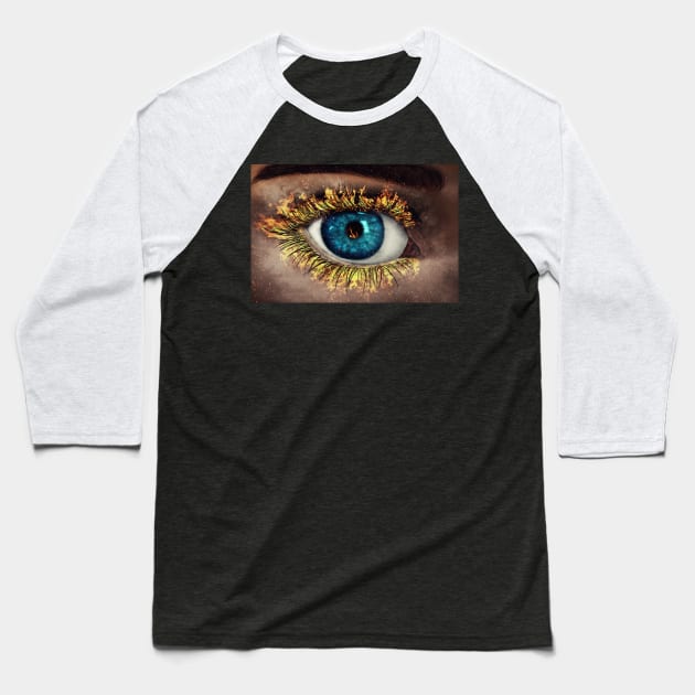 Eye in Flames Baseball T-Shirt by psychoshadow